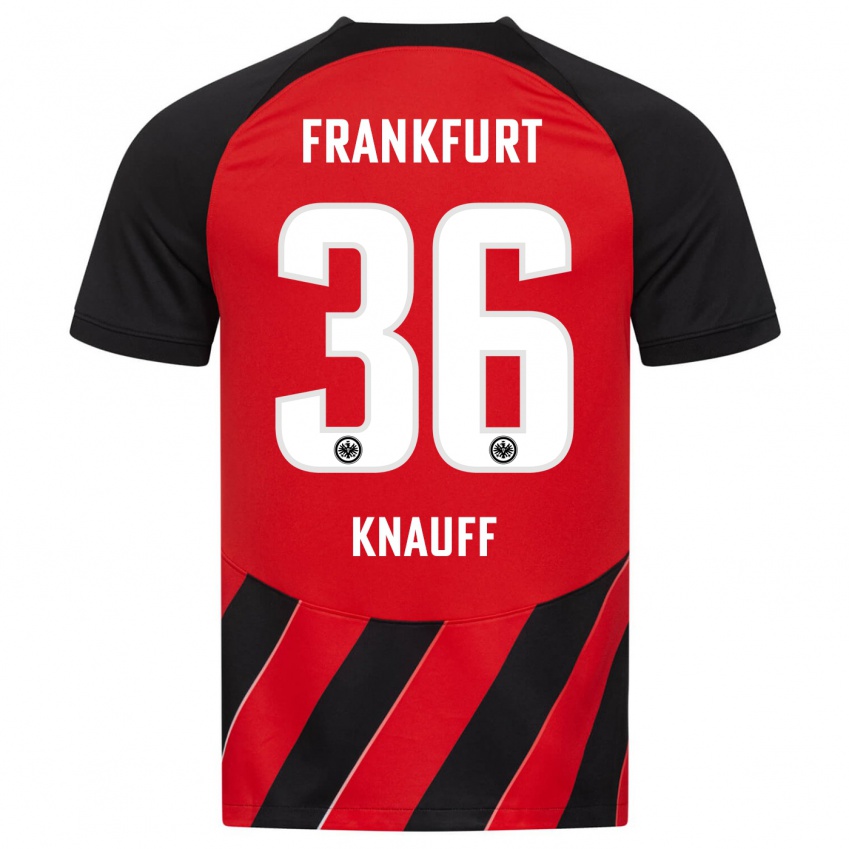 Niño Camiseta Ansgar Knauff #36 Negro Rojo 1ª Equipación 2023/24 La Camisa