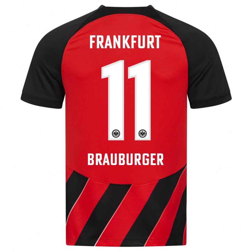 Niño Camiseta Maximilian Brauburger #11 Negro Rojo 1ª Equipación 2023/24 La Camisa
