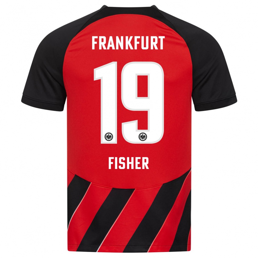 Niño Camiseta Ben-Luca Fisher #19 Negro Rojo 1ª Equipación 2023/24 La Camisa
