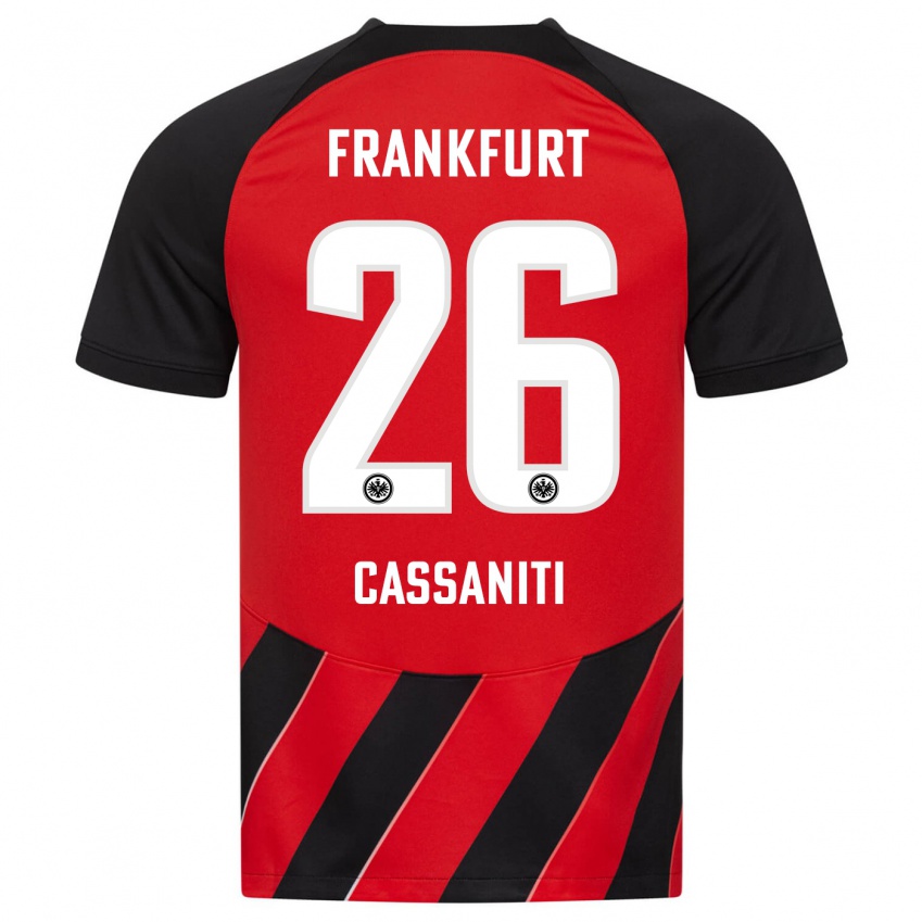 Niño Camiseta Nino Cassaniti #26 Negro Rojo 1ª Equipación 2023/24 La Camisa