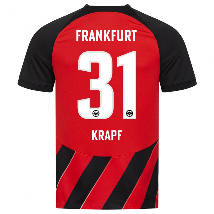 Niño Camiseta Maximilian Krapf #31 Negro Rojo 1ª Equipación 2023/24 La Camisa