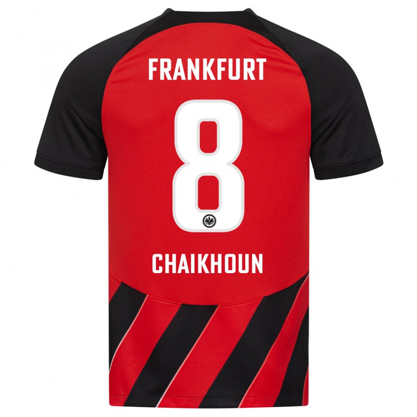 Niño Camiseta Ayoub Chaikhoun #8 Negro Rojo 1ª Equipación 2023/24 La Camisa