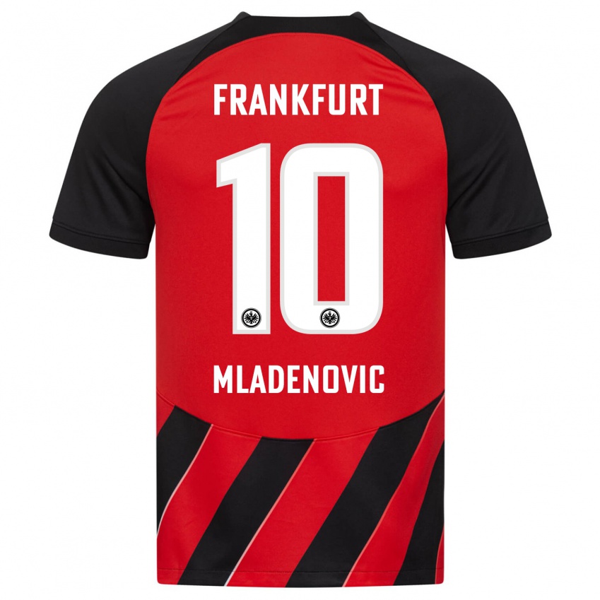 Niño Camiseta Marko Mladenovic #10 Negro Rojo 1ª Equipación 2023/24 La Camisa
