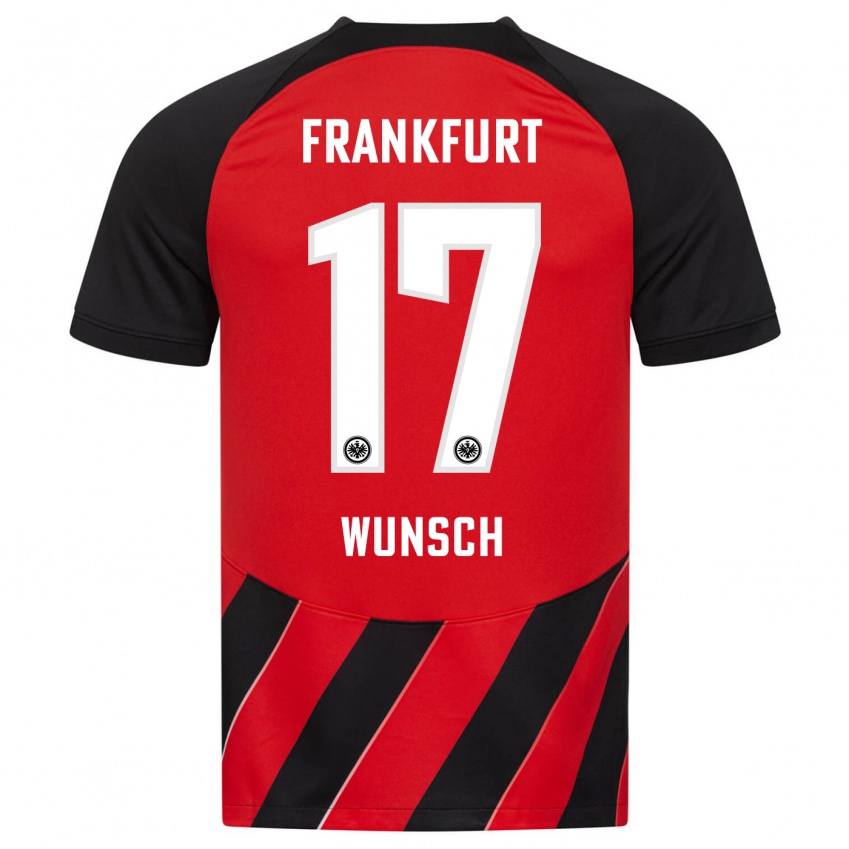 Niño Camiseta Paul Wünsch #17 Negro Rojo 1ª Equipación 2023/24 La Camisa