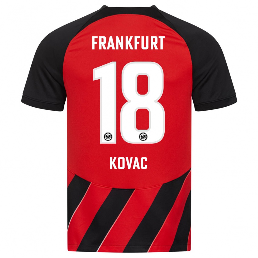 Niño Camiseta Niko Kovac #18 Negro Rojo 1ª Equipación 2023/24 La Camisa