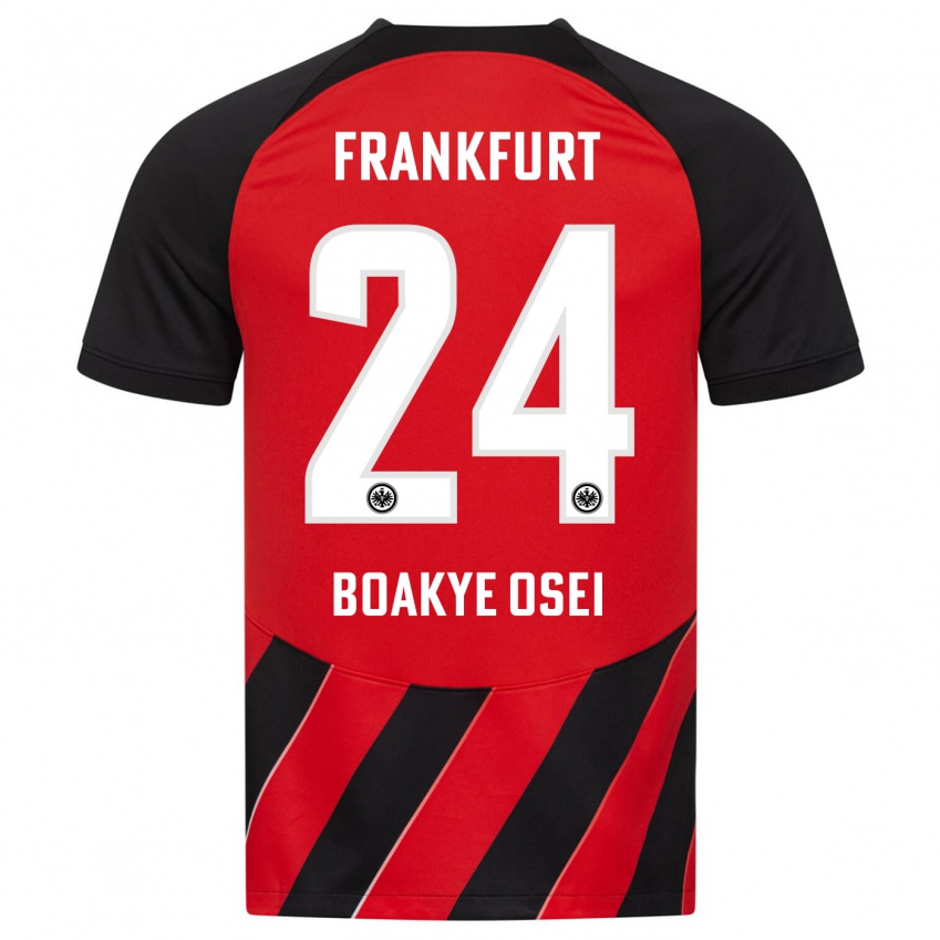 Niño Camiseta Derek Boakye-Osei #24 Negro Rojo 1ª Equipación 2023/24 La Camisa