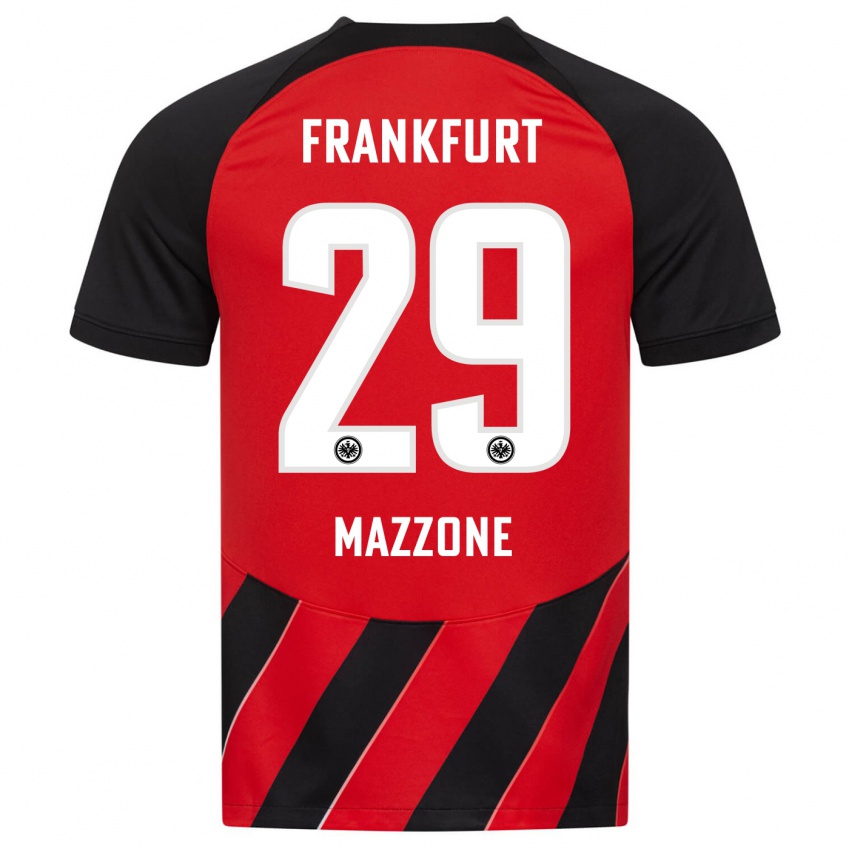 Niño Camiseta Matteo Mazzone #29 Negro Rojo 1ª Equipación 2023/24 La Camisa