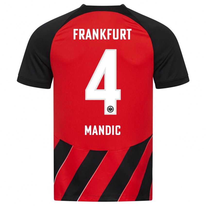 Niño Camiseta Kristian Mandic #4 Negro Rojo 1ª Equipación 2023/24 La Camisa