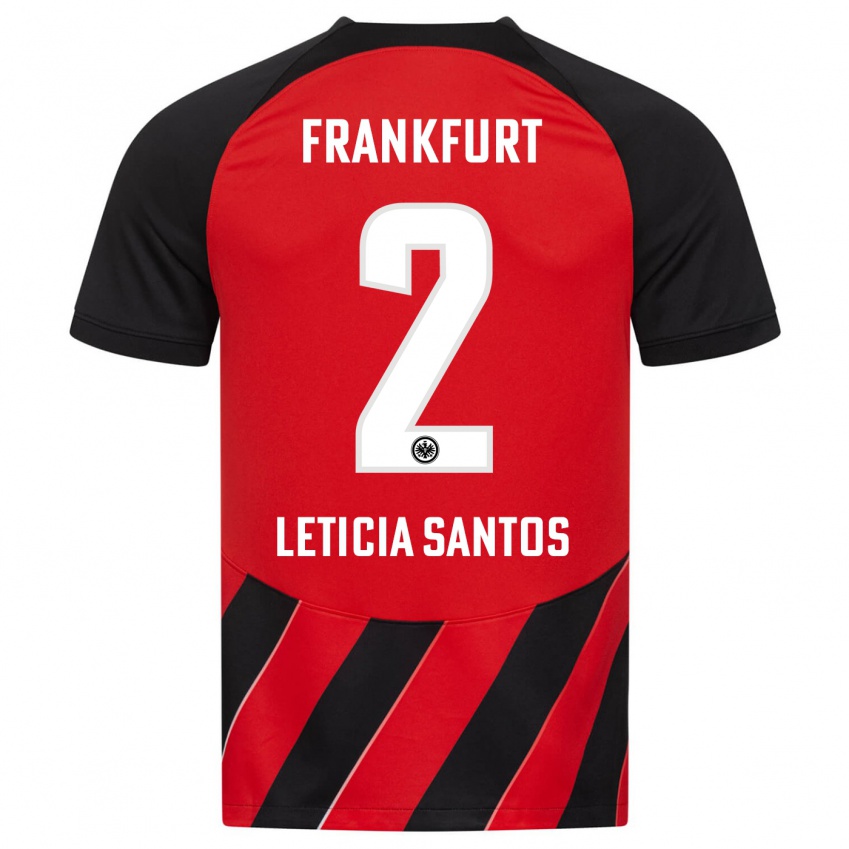 Niño Camiseta Letícia Santos De Oliveira #2 Negro Rojo 1ª Equipación 2023/24 La Camisa