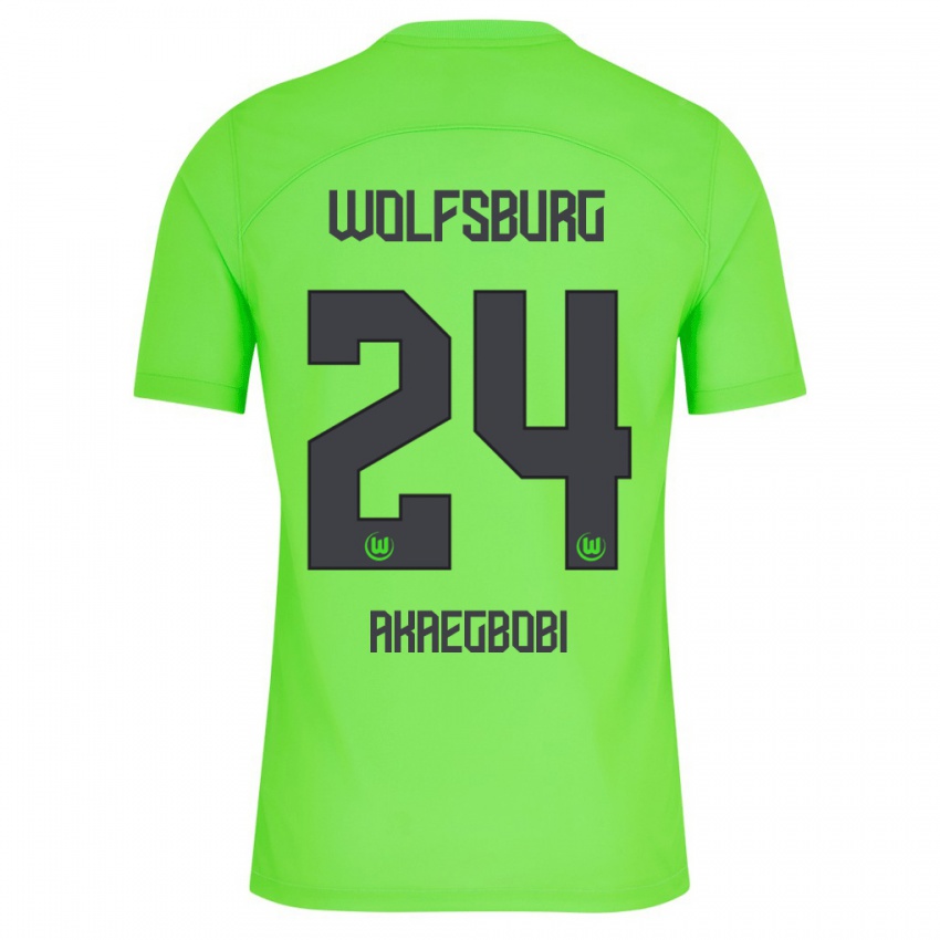Niño Camiseta Jonathan Akaegbobi #24 Verde 1ª Equipación 2023/24 La Camisa