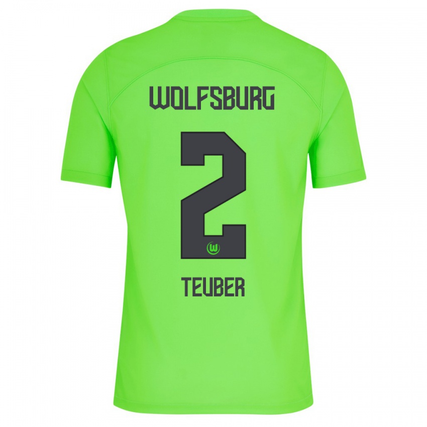 Niño Camiseta Julius Teuber #2 Verde 1ª Equipación 2023/24 La Camisa