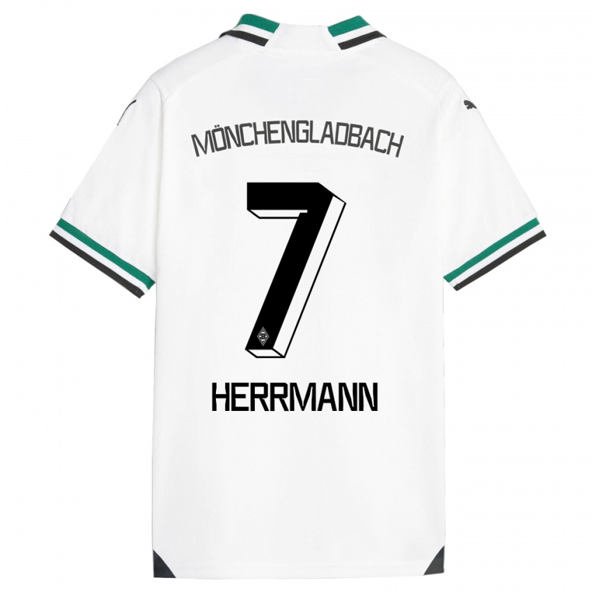 Niño Camiseta Patrick Herrmann #7 Blanco Verde 1ª Equipación 2023/24 La Camisa