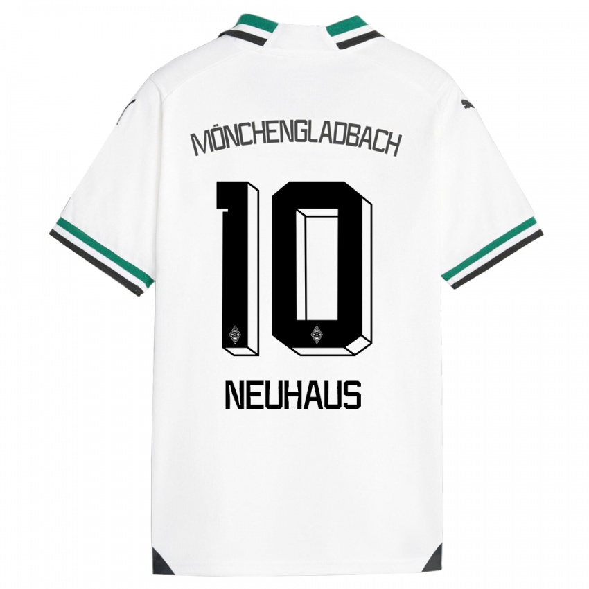 Niño Camiseta Florian Neuhaus #10 Blanco Verde 1ª Equipación 2023/24 La Camisa