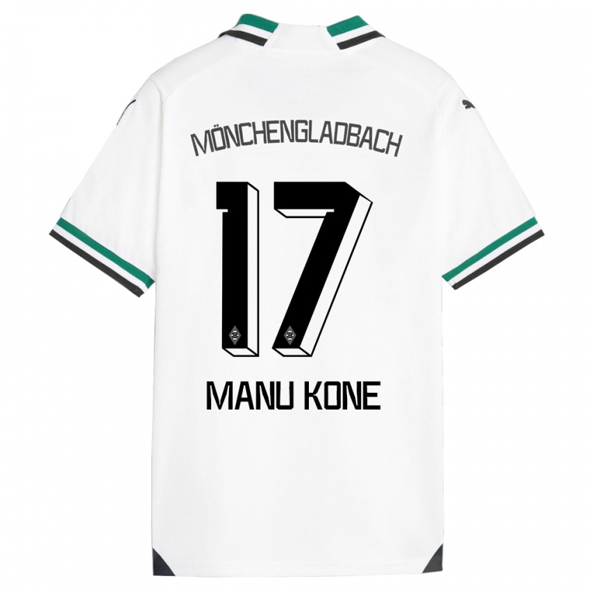 Niño Camiseta Manu Koné #17 Blanco Verde 1ª Equipación 2023/24 La Camisa
