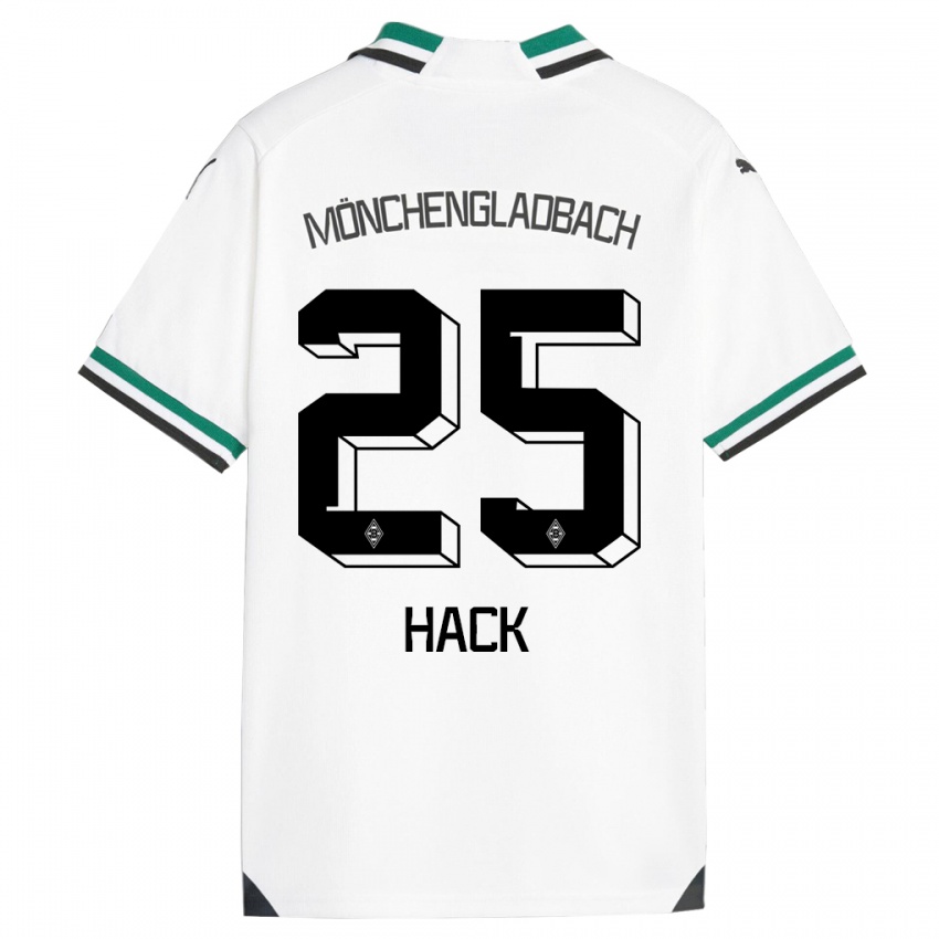 Niño Camiseta Robin Hack #25 Blanco Verde 1ª Equipación 2023/24 La Camisa
