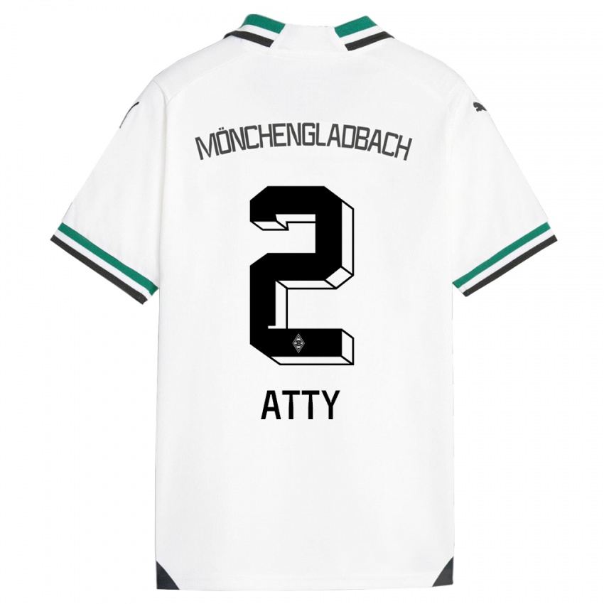 Niño Camiseta Yassir Atty #2 Blanco Verde 1ª Equipación 2023/24 La Camisa