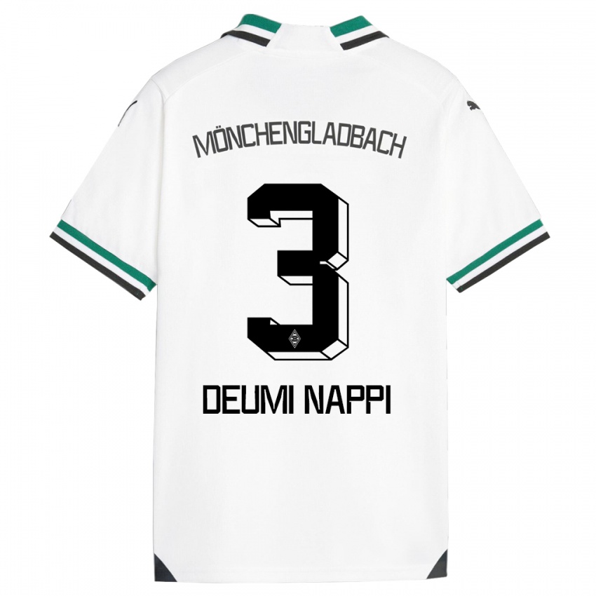 Niño Camiseta Dimitrie Deumi Nappi #3 Blanco Verde 1ª Equipación 2023/24 La Camisa