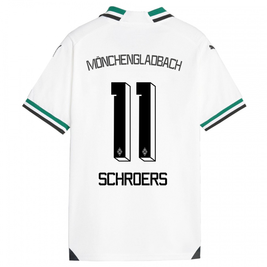 Niño Camiseta Mika Schroers #11 Blanco Verde 1ª Equipación 2023/24 La Camisa