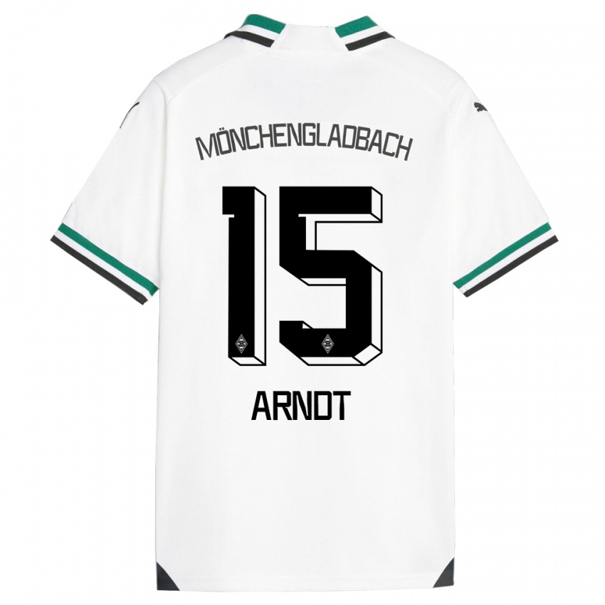 Niño Camiseta Leo Arndt #15 Blanco Verde 1ª Equipación 2023/24 La Camisa