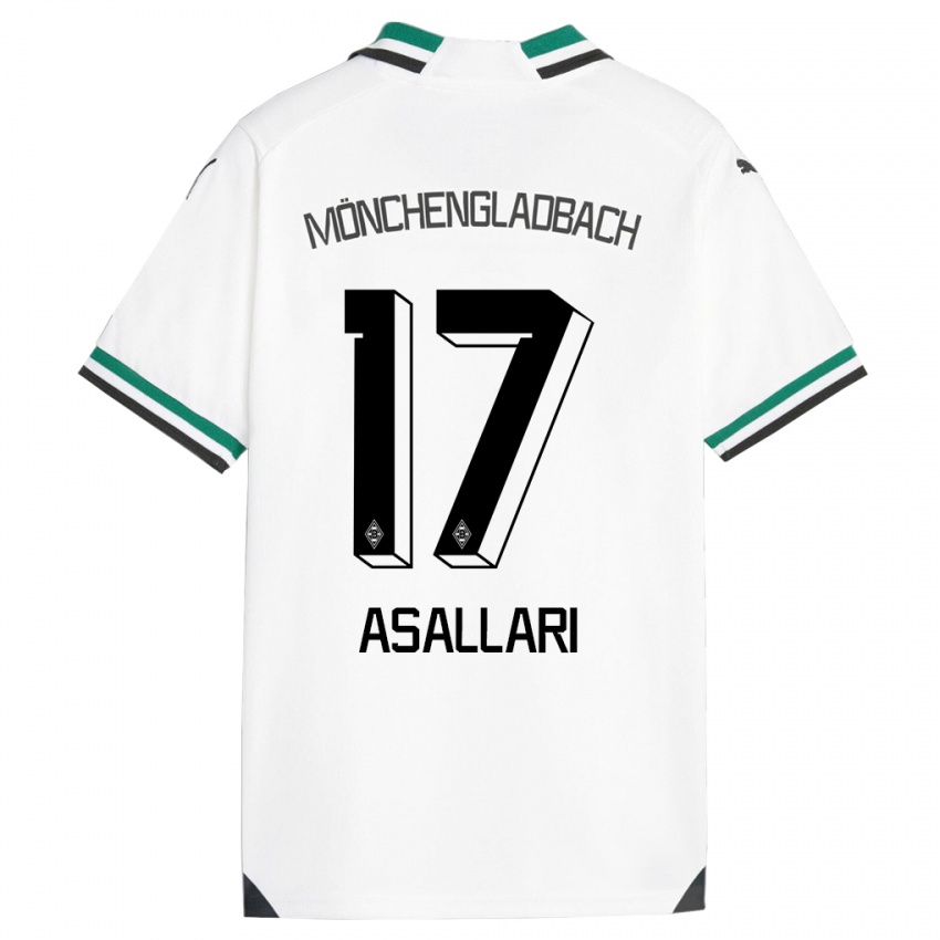 Niño Camiseta Kushtrim Asallari #17 Blanco Verde 1ª Equipación 2023/24 La Camisa