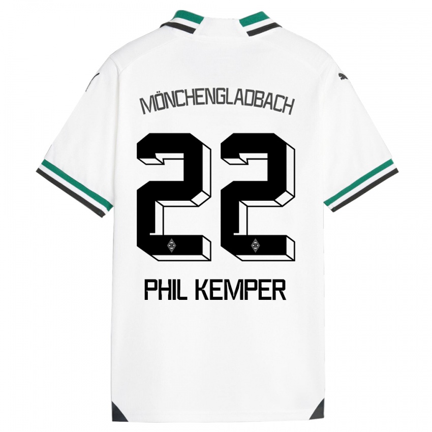 Niño Camiseta Phil Kemper #22 Blanco Verde 1ª Equipación 2023/24 La Camisa