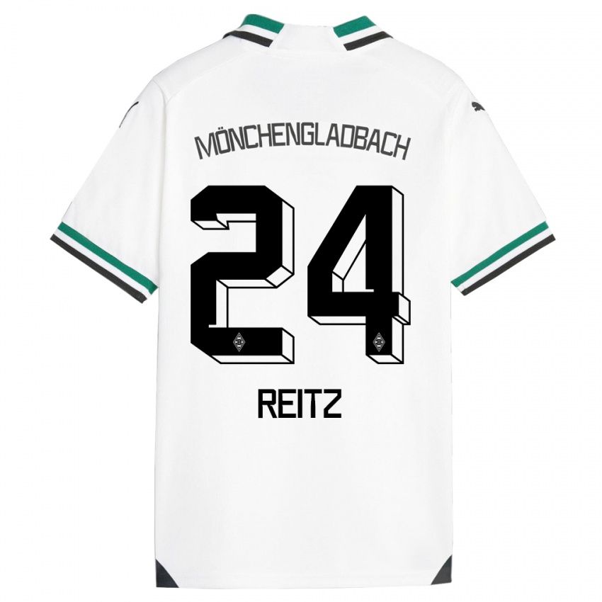 Niño Camiseta Tony Reitz #24 Blanco Verde 1ª Equipación 2023/24 La Camisa
