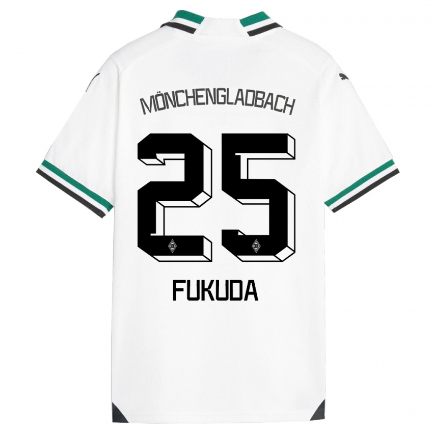 Niño Camiseta Shio Fukuda #25 Blanco Verde 1ª Equipación 2023/24 La Camisa