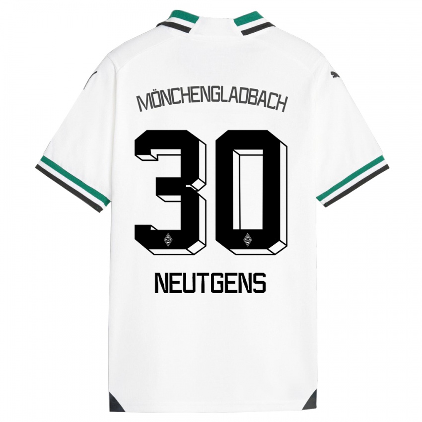Niño Camiseta Maximilian Neutgens #30 Blanco Verde 1ª Equipación 2023/24 La Camisa