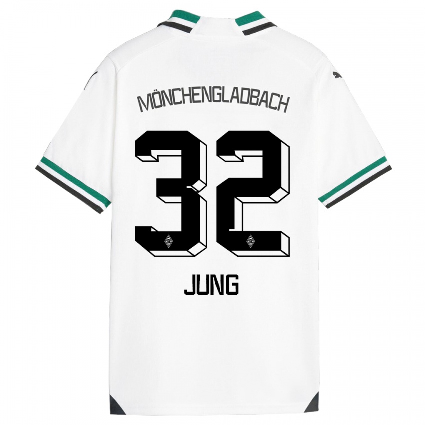 Niño Camiseta In-Gyom Jung #32 Blanco Verde 1ª Equipación 2023/24 La Camisa