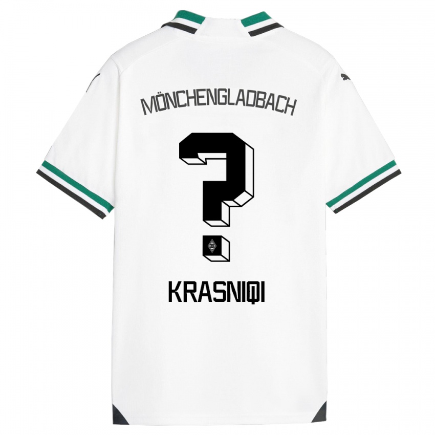 Niño Camiseta Engjell Krasniqi #0 Blanco Verde 1ª Equipación 2023/24 La Camisa