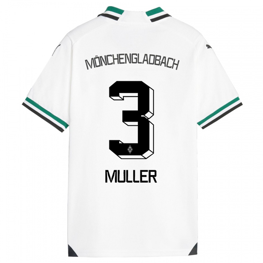 Niño Camiseta Barbara Müller #3 Blanco Verde 1ª Equipación 2023/24 La Camisa