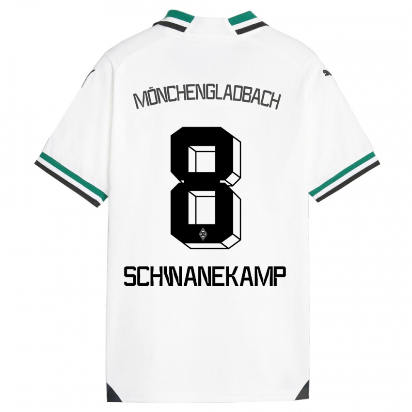 Niño Camiseta Jana Schwanekamp #8 Blanco Verde 1ª Equipación 2023/24 La Camisa