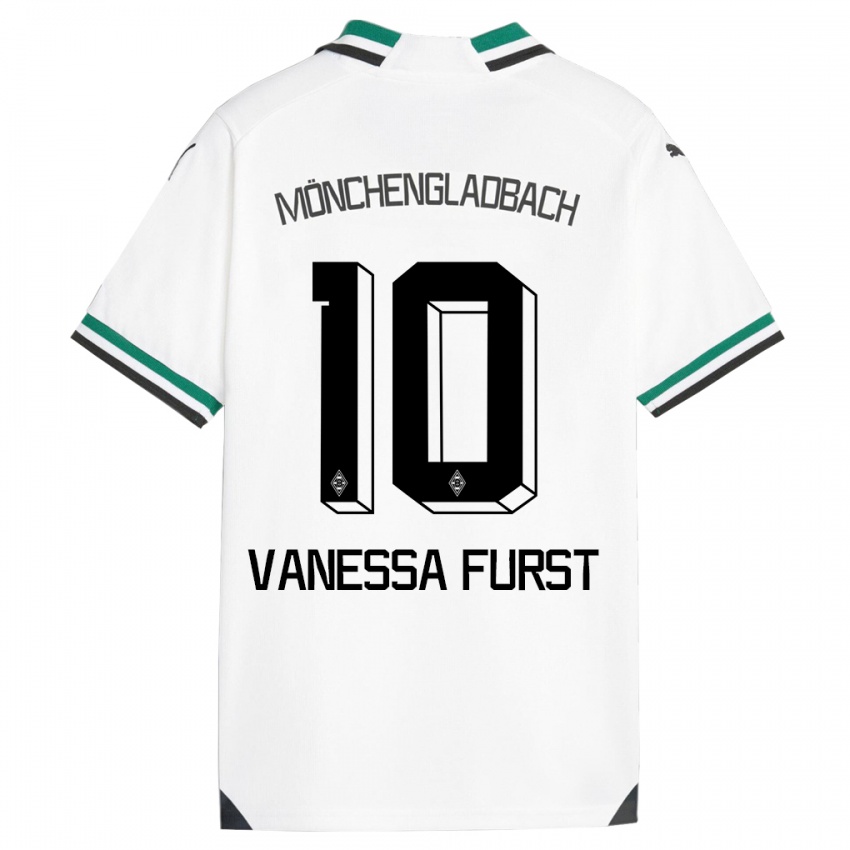 Niño Camiseta Vanessa Fürst #10 Blanco Verde 1ª Equipación 2023/24 La Camisa