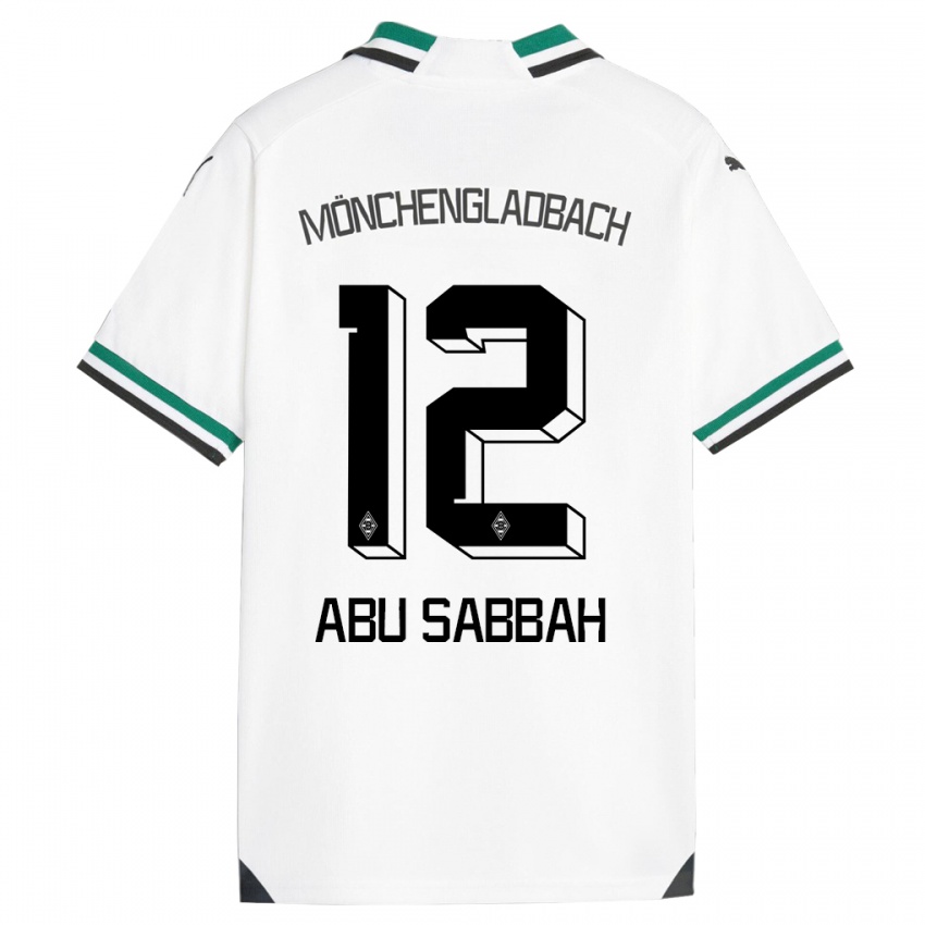 Niño Camiseta Sarah Abu Sabbah #12 Blanco Verde 1ª Equipación 2023/24 La Camisa