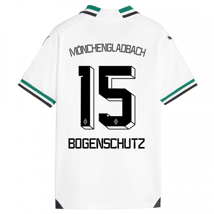 Niño Camiseta Kerstin Bogenschutz #15 Blanco Verde 1ª Equipación 2023/24 La Camisa