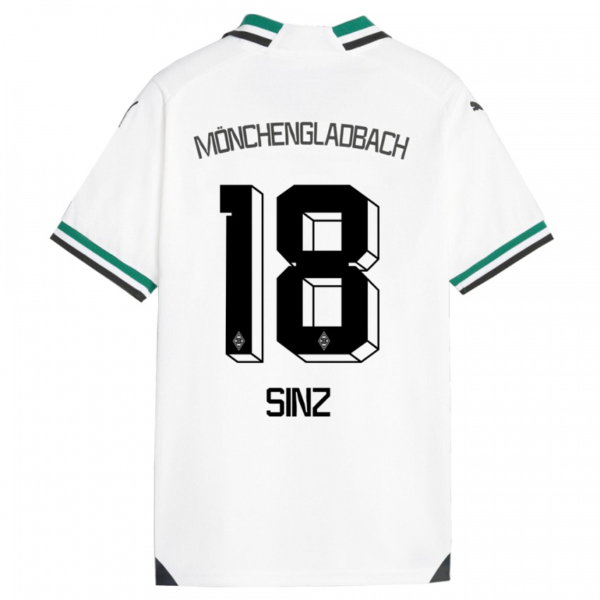 Niño Camiseta Michelle Sinz #18 Blanco Verde 1ª Equipación 2023/24 La Camisa