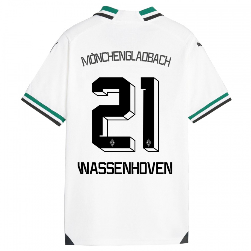 Niño Camiseta Michelle Wassenhoven #21 Blanco Verde 1ª Equipación 2023/24 La Camisa