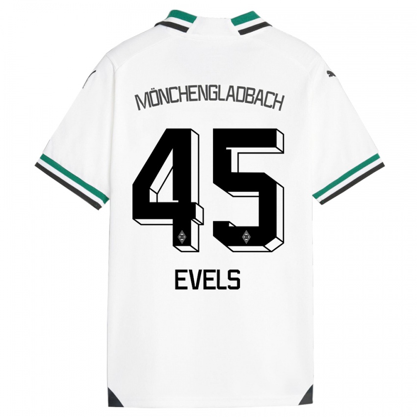 Niño Camiseta Emily Evels #45 Blanco Verde 1ª Equipación 2023/24 La Camisa
