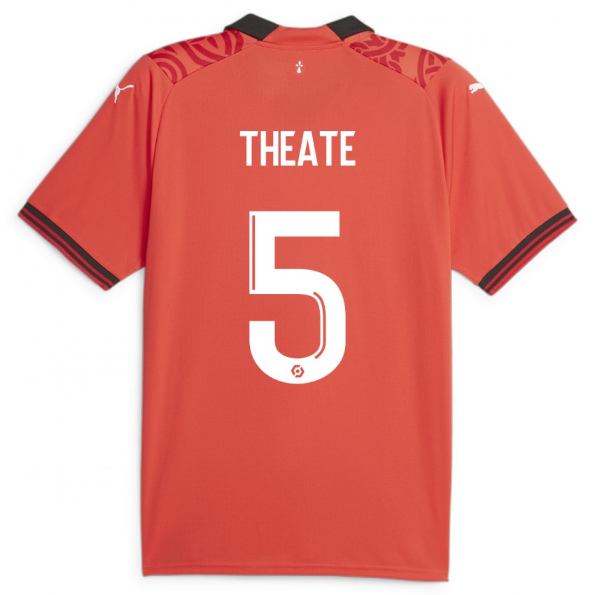 Niño Camiseta Arthur Theate #5 Rojo 1ª Equipación 2023/24 La Camisa