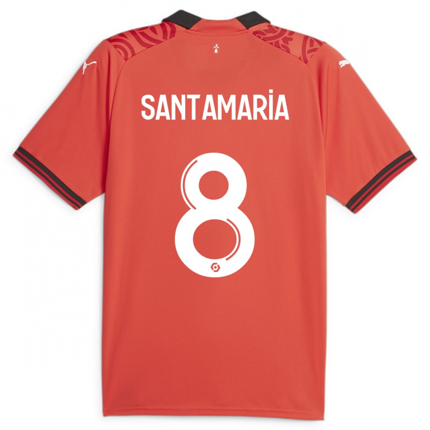 Niño Camiseta Baptiste Santamaria #8 Rojo 1ª Equipación 2023/24 La Camisa
