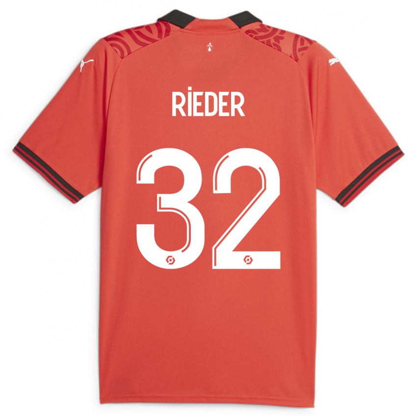 Niño Camiseta Fabian Rieder #32 Rojo 1ª Equipación 2023/24 La Camisa