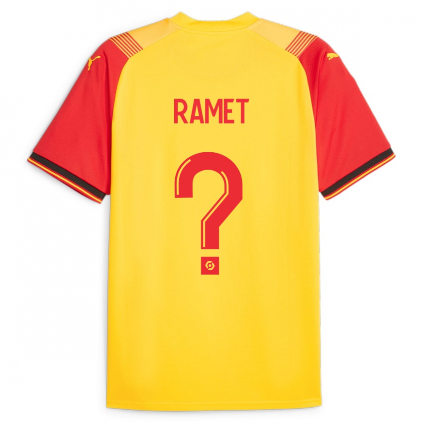 Niño Camiseta Simon Ramet #0 Amarillo 1ª Equipación 2023/24 La Camisa