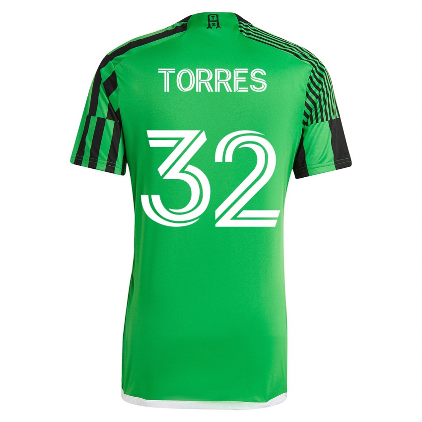 Niño Camiseta Ervin Torres #32 Verde Negro 1ª Equipación 2023/24 La Camisa