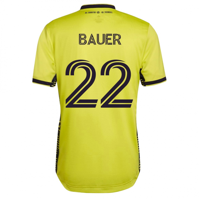 Niño Camiseta Josh Bauer #22 Amarillo 1ª Equipación 2023/24 La Camisa