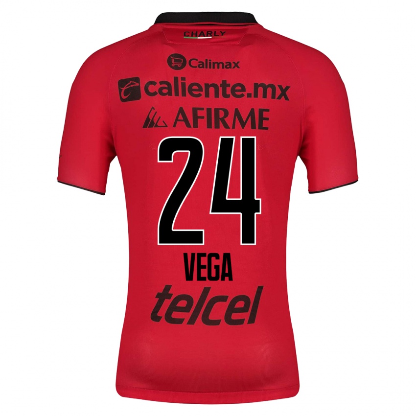 Niño Camiseta Jesús Vega #24 Rojo 1ª Equipación 2023/24 La Camisa