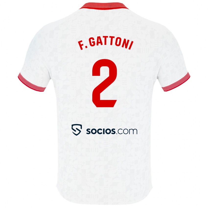 Niño Camiseta Federico Gattoni #2 Blanco 1ª Equipación 2023/24 La Camisa