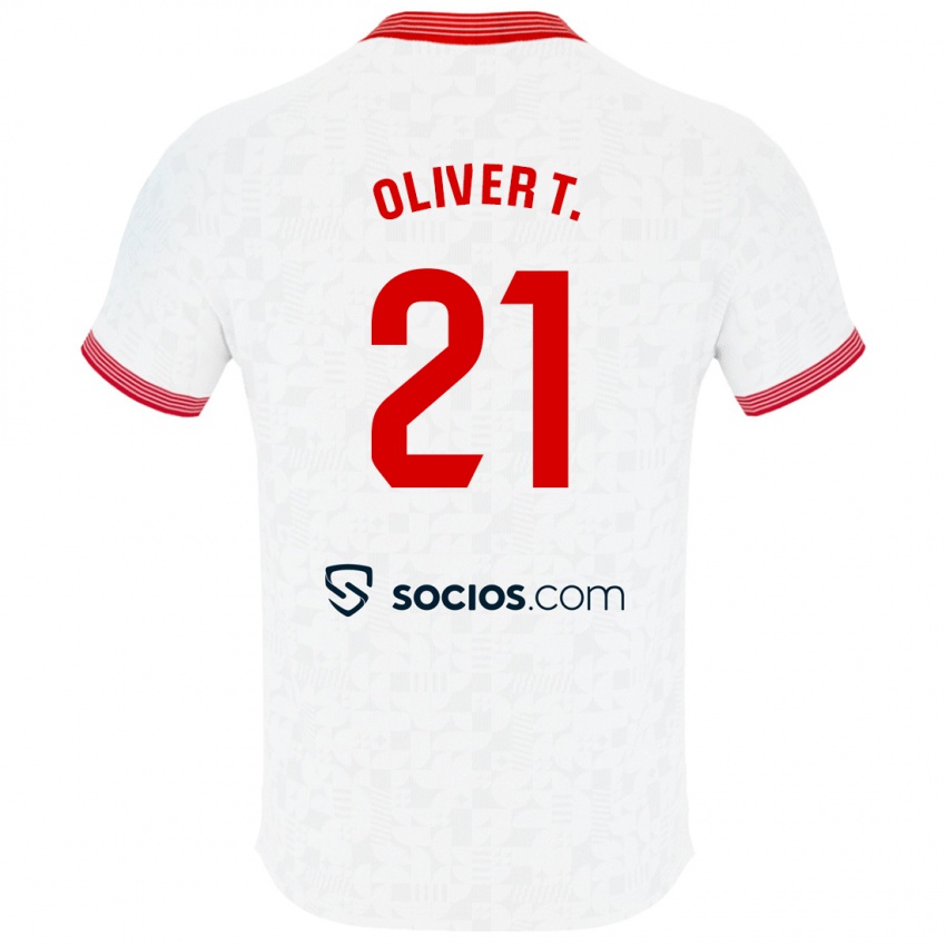 Niño Camiseta Óliver Torres #21 Blanco 1ª Equipación 2023/24 La Camisa