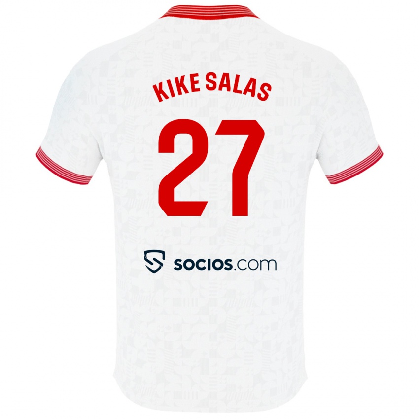 Niño Camiseta Kike Salas #27 Blanco 1ª Equipación 2023/24 La Camisa