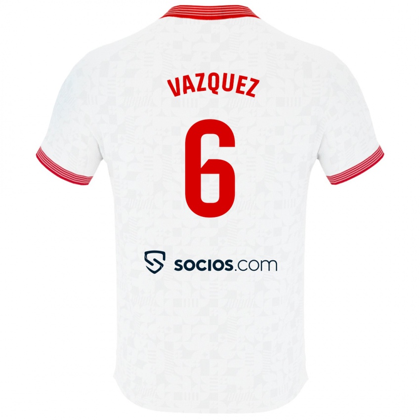 Niño Camiseta Manolo Vázquez #6 Blanco 1ª Equipación 2023/24 La Camisa