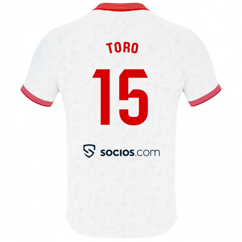 Niño Camiseta Juanan Toro #15 Blanco 1ª Equipación 2023/24 La Camisa